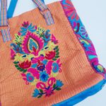 Karma Living Embroidered Bohemian Floral Plush Sholder Bag Orange Photo 1