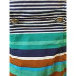 Live a Little  Lined Cotton Green Striped Light Weight Trench Style Coat L Photo 5