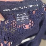 American Eagle  Lace Dress Womens Size Medium Bell Sleeve Cami Midi Blue Crochet Photo 4