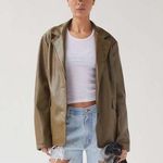 Urban Outfitters  Oversized Jules Faux Leather Blazer Olive Small Photo 0