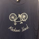 Comfort Wash Mackinac Island MI Shirt Large Blue Long Sleeve Graphic Tee Bike Souvenir Unisex Photo 2