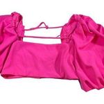 ZARA Crop Top Hot Pink Coquette Puff Sleeves Strappy Whimsical Y2K Medium New Photo 0