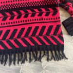 Vintage Monterey by Korea Red & Black Fringe Sweater Size M Photo 7