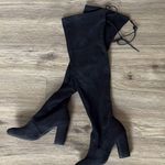 Thigh high black heeled boots Size 6.5 Photo 1