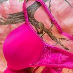 hot pink lace mesh push up bra Size 34 B Photo 4