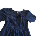 Eshakti Custom Made Midi Dress Embroidered Cats Navy Drop Waist Cotton Poplin 2X Photo 3