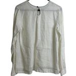 VDJ Le Vestaire de Jeanne Long Sleeve Linen Top Womens White Keyhole France Size M Photo 1