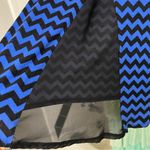 Shanley Chevron Mesh Back Casual Long Sleeve Top Hi Lo Hem Royal Blue Black M Size M Photo 8