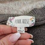 Pink Rose Sage Green Oversized V-Neck Sweater Rayon Blend Size Large Photo 4