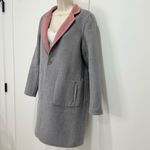 Ecru  Wool Reversible Coat Small Gray Pink Collar Chic Minimalist Winter Classic Photo 12