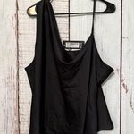 Nasty Gal NWT  Cowl Neck Asymmetrical Satin One Shoulder Black Cami Blouse Size 20 Photo 3