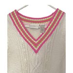 Liz Claiborne Vintage  Womens Sweater Vest Size S White Sleeveless V-Neck Preppy Photo 3