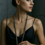 Y2K GL Paris Silver Mesh Rhinestone Bead Necklace Vintage Guy Laroche Style Photo 0