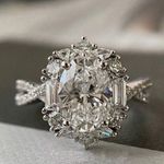 Boutique 2 CT Oval Palace Sterling And Moissinate Diamond Ring Photo 3