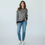 Michael Kors XS long sleeve black gray white animal print cold shoulder sweater Photo 1