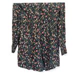 Lost + Wander Romper Wrap Long Sleeve Side Pockets Floral Black W Medium NWOT Photo 8