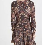 Preen by Thornton Bregazzi silk blend long sleeve draped flowy mini dress poppy Size 8 Photo 2