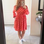 BP  Plaid babydoll dress XSMALL balloon sleeves long sleeves orange pink NWT Photo 7