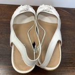 Franco Sarto  Womens Slingback Leather Peep-Toe Cork Wedge Sandals White Size 10M Photo 5