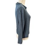 We The Free Free People Long Sleeve Mock Neck Sweatshirt LARGE Blue Lagenlook Boho Relaxed Photo 2