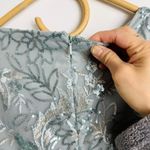 Mac Duggal Sequin Embellished Floral Lace V-Neck Long Sheer Sleeve Dress NEW Photo 6