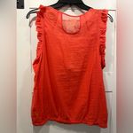 Free People We the Free Orange Ruffled Embroidered Boho Top, sz. Large EUC! Photo 4