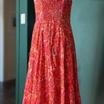 Jason Wu Red Linen Blend Paisley Midi Dress Photo 3
