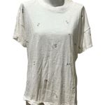 Women's XL White Embroidered Crew Neck Short Sleeve T Photo 3