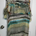 Alberto Makali ‎ tropical scenery art to wear cold shoulder short sleeves blouse Photo 0