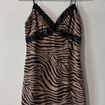Princess Polly  Mini Dress Womens Size 4 Brown Zebra Animal Print V Neck Lace Y2K Photo 1