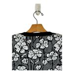 Cynthia Rowley  Sweater Women‎ Medium Black White Knit Floral Print Cardigan Photo 3