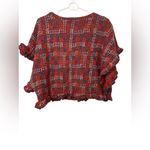 ZARA NWOT  Multicolor RUFFLED KNIT TOP Metallic Short Sleeve Photo 1