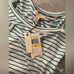 cupio NWT  Size M Aqua Blue White Stripe Tie Front stretchy Tunic Tank Top Photo 8