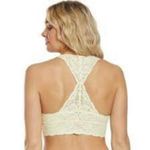 Free People Galloon Lace Racerback Bralette Lemon Water Ice New NWT Small Photo 1