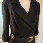 Donna Karan  New York Black Stretch Belted Wrap Midi Tailored Blazer Dress 10 Photo 2