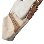 Fossil  Explorer Purse Canvas Leather Cream Fold Over Boho Beach Coastal Large Photo 4