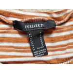 Forever 21 Shirt Women Medium Orange Short Sleeve Crop Top Stripe Crew Neck EUC Size undefined Photo 1
