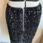 Black Sequin Knee Length Pencil Skirt Photo 3