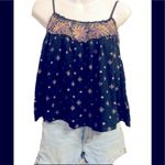 American Eagle  Outfitters Flowy Floral Embroidery Boho Peasant Top Medium Blue Photo 0