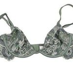 Kat The Label Underwire Floral Embroidery Bra in Sage Green & White Size XS Photo 0