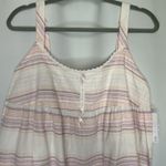 Sonoma  Women's Poplin Nightgown Size Medium Cream Pink Sleeveless‎ Lightweight Photo 1