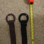 Lot of 2 Boho Y2K Braided Woven Belts Womens Brown Black‎ Circle Buckle Western Photo 3