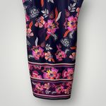 Eliza J  Floral Scuba Sheath Dress Navy Pink Size 10 V-Neck‎ Cap Sleeve Stretch Photo 6