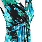 Jones Studio Dress Blue Green Floral 8 V-Neck Sleeveless Side Zip New Photo 7