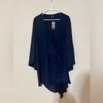 City Chic  Shibara Vibes Drapey Flower Wrap Top in Navy Blue NEW XL/22 Photo 1