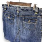 Banana Republic  Y2K Medium Wash Denim Raw‎ Hem & Distressed Jean Skirt Size 10 Photo 3