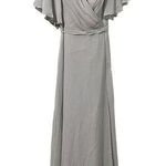 Notte Marchesa Bridesmaids draped-sleeve rear-cutout gown Size 16 Dove Gray Photo 0
