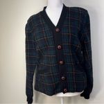 Ralph Lauren Vintage  Blue and Green Plaid Cardigan lamb wool side L Photo 1