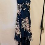 Windsor NWT Floral Chiffon High Low Dress small navy wedding guest Photo 4
