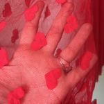 Women’s Red Sheer Sexy Kimono Hearts Long Sleeve Jacket Size 2XL◼️ Photo 2